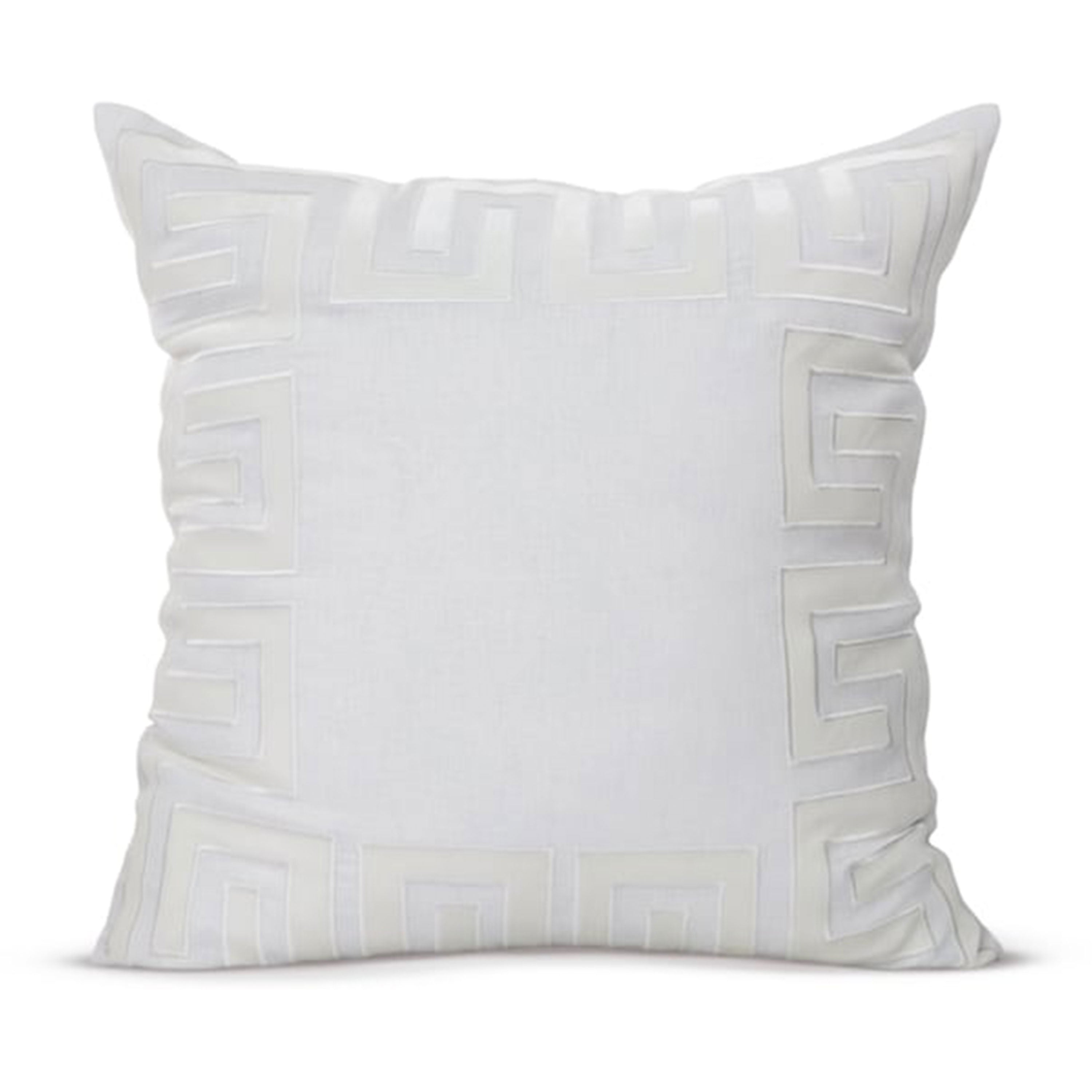 Greek Key Linen Throw Pillow Cover, Velvet Applique Gray Pillow Case
