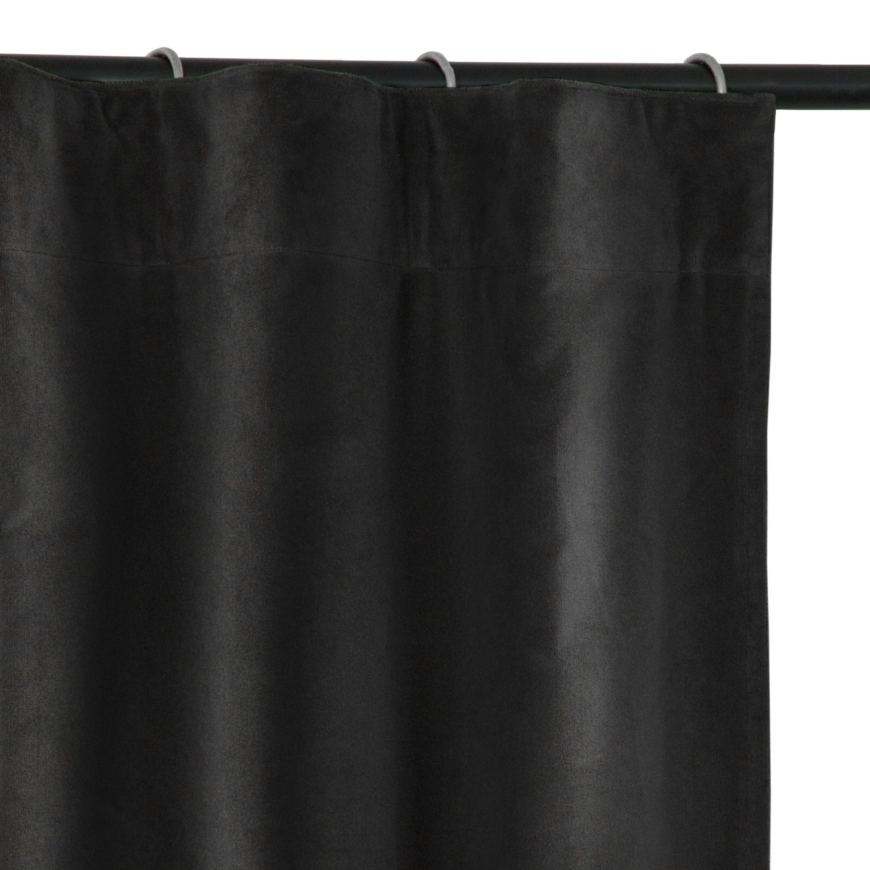 Custom Black Cotton Velvet Curtain With Grey Chevron Trim
