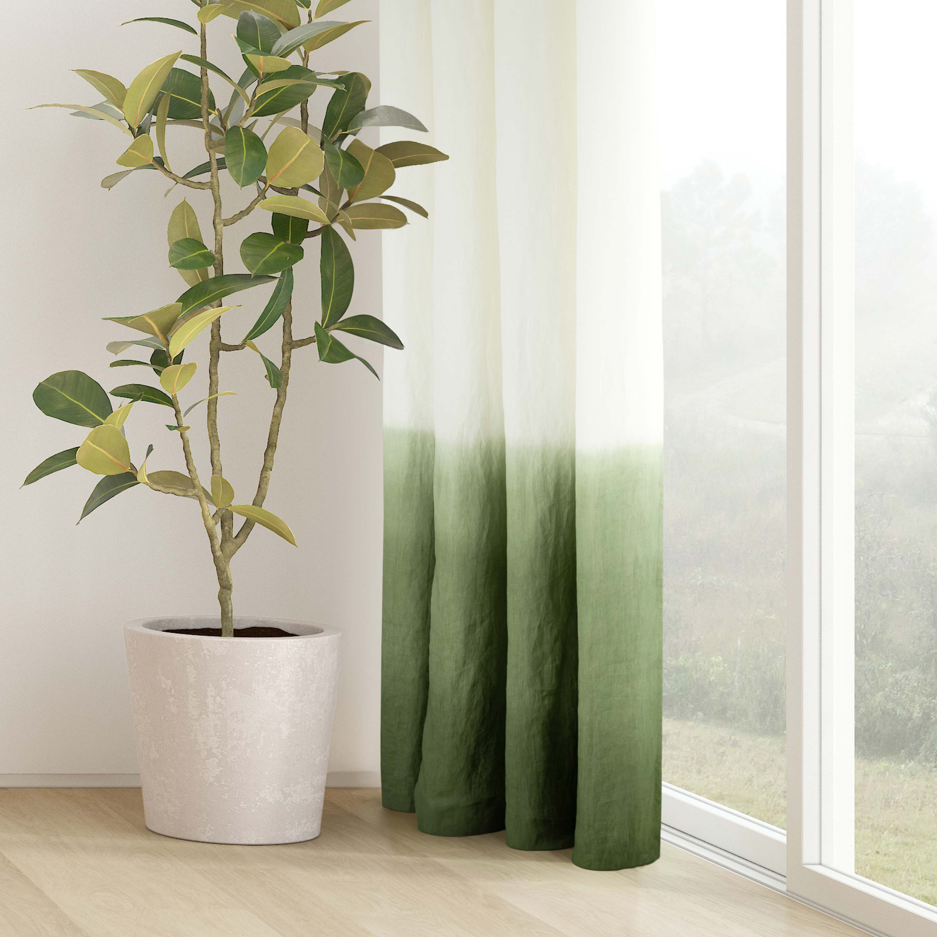 Blue Ombre Linen Curtain