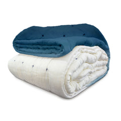 Indigo Ombre Ivory Linen Quilt: Handmade Luxury