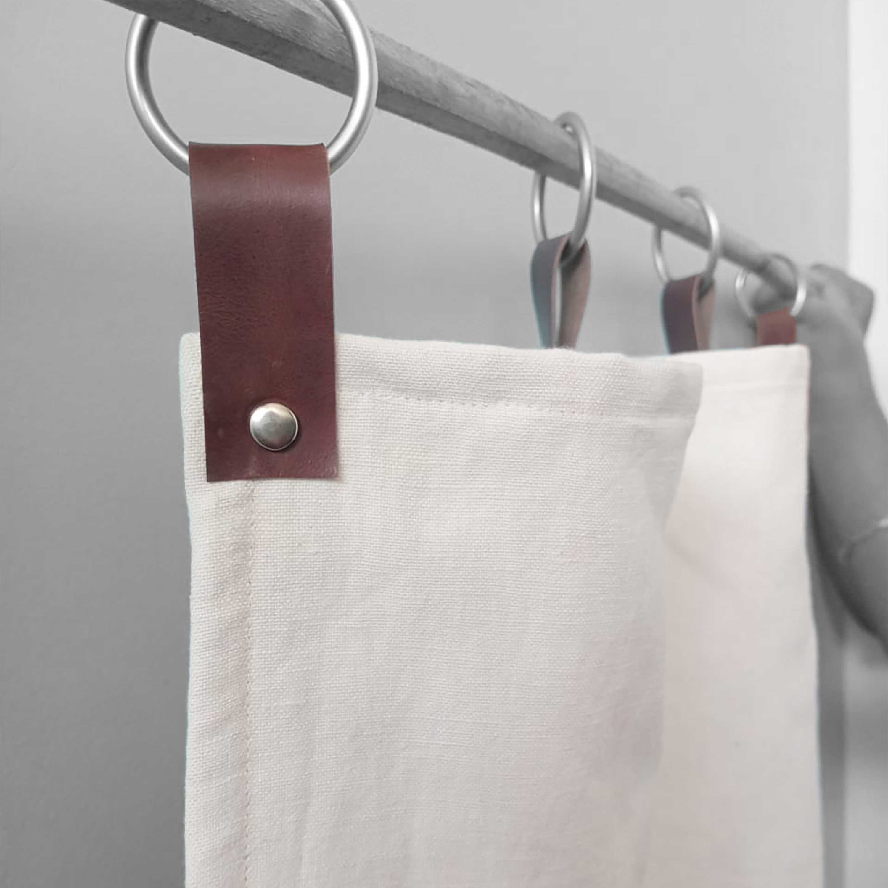 Ivory Linen Curtains & Drapes With Leather Tab