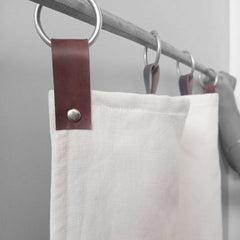 Ivory Linen Curtains & Drapes With Leather Tab
