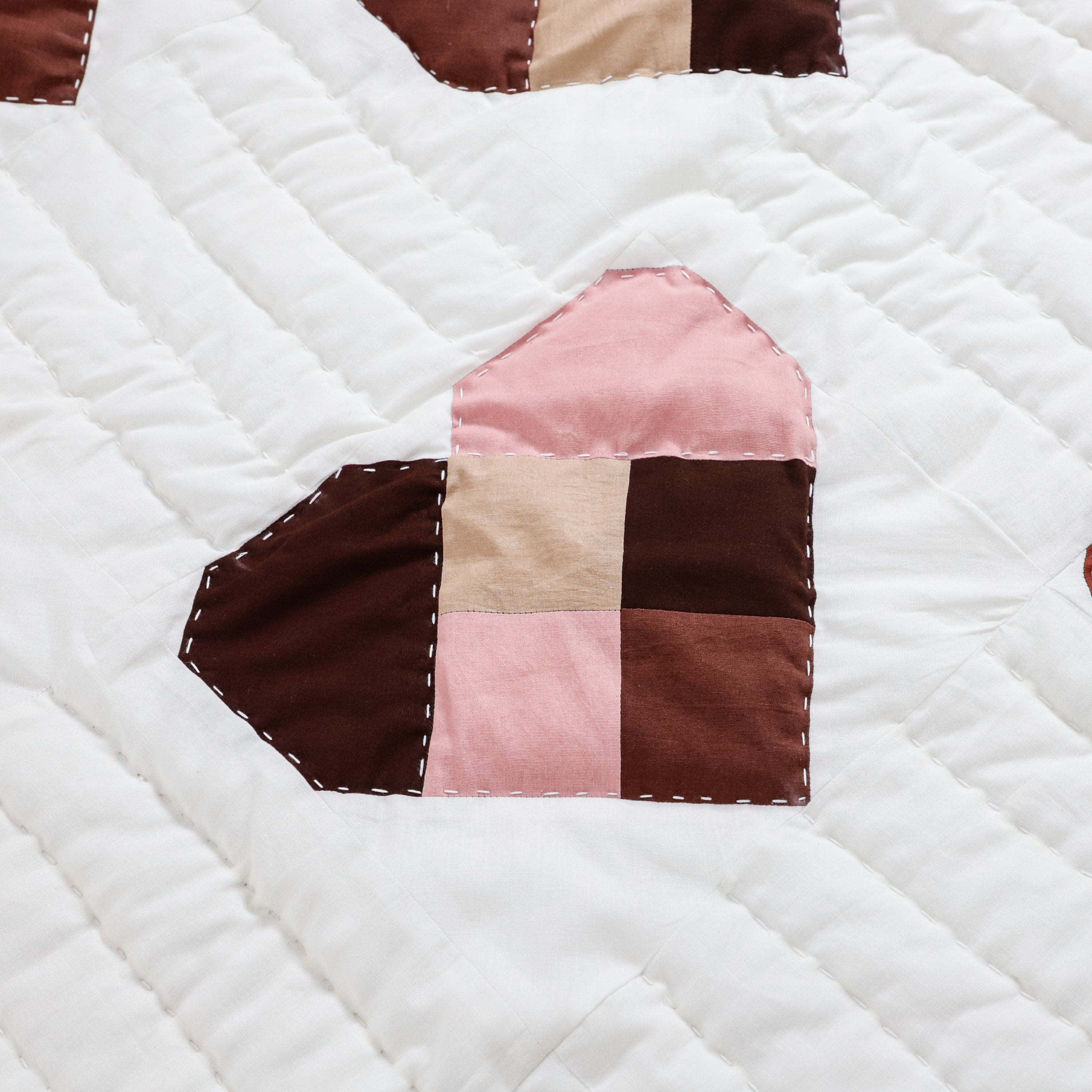 Handmade Cotton Heart Patch Quilt | Cozy Valentine's Quilt