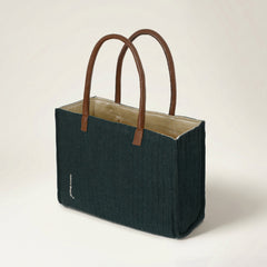 Chevron Tote Bag with Leather Handles