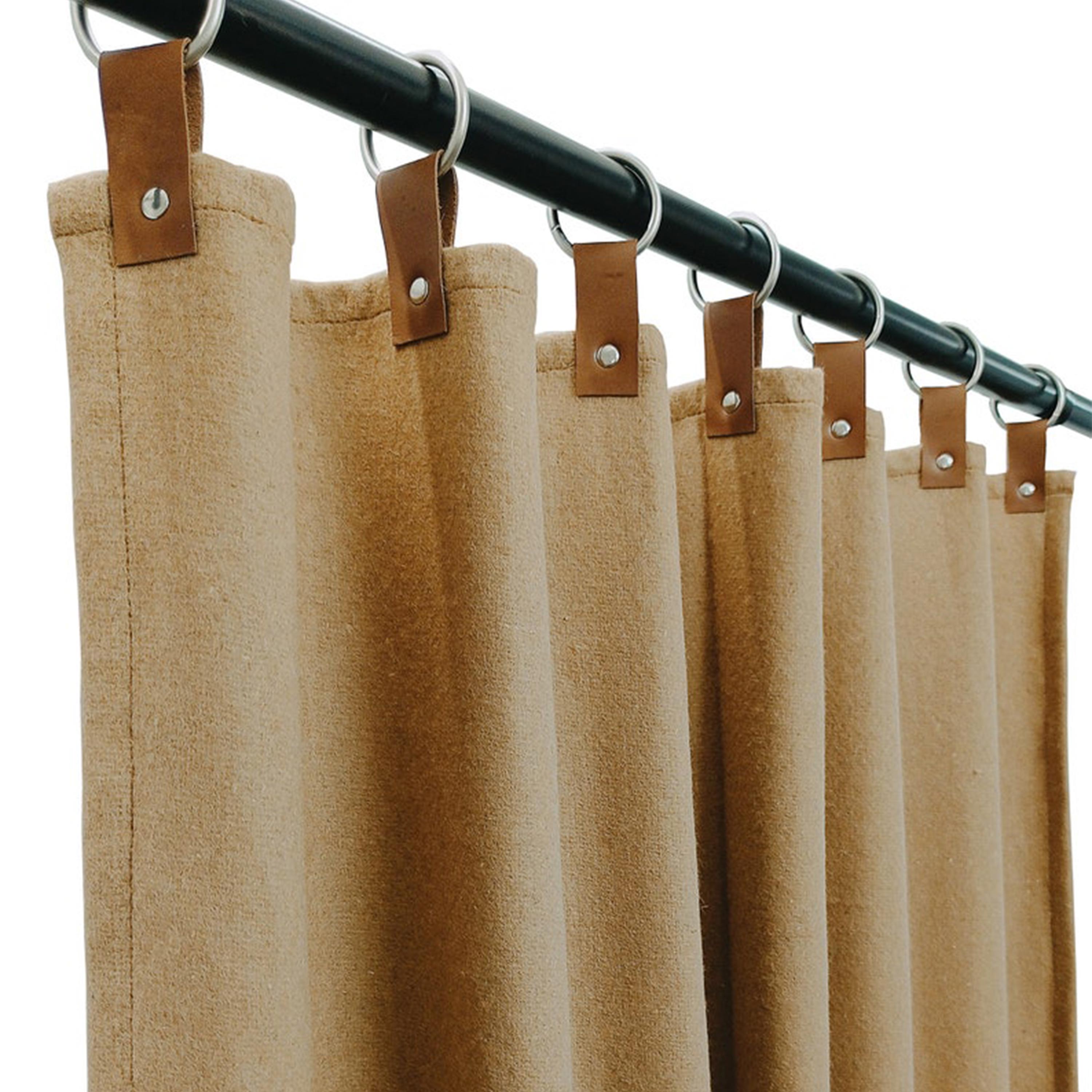 Custom Wool Felt Curtains with Genuine Leather Tabs And Nickel Rings