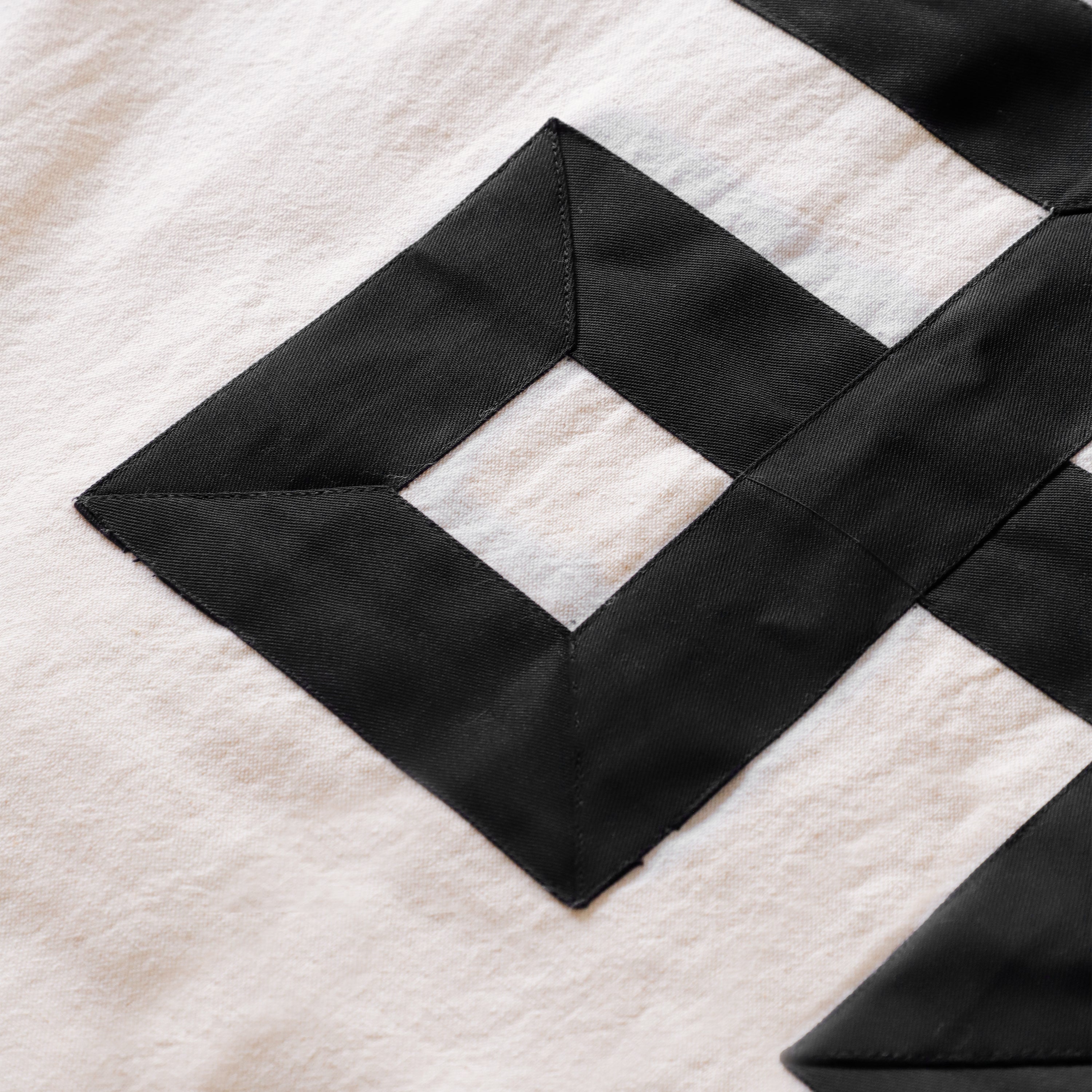 Greek Key Trim Linen Curtain