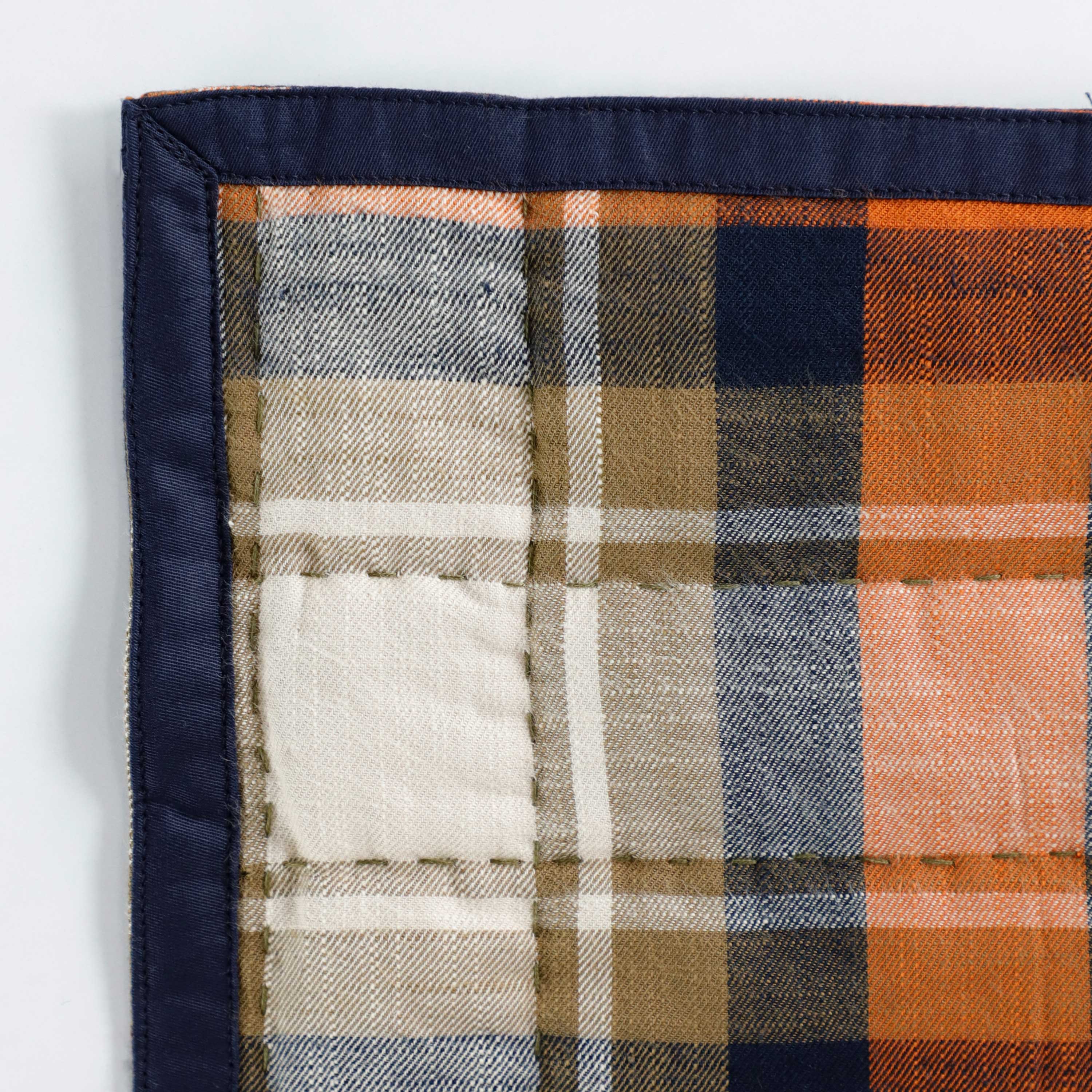 Handmade Reversible Plaid Cotton Quilt - Pick-Stitch Quilting | Navy & Plaid | Farmhouse & Modern Bedroom Décor | Custom Sizes Available