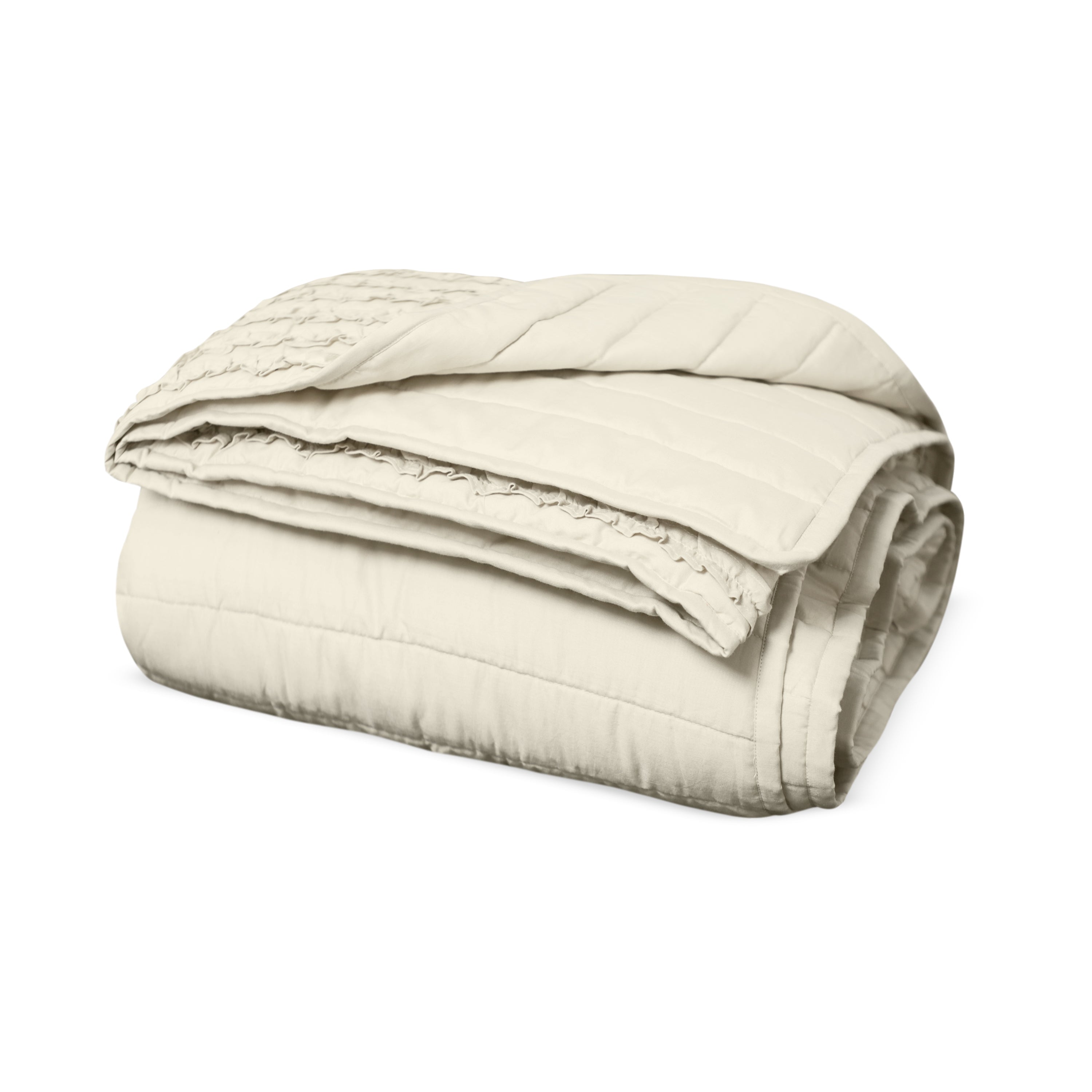 Handmade Beige Ruffle Quilt - Machine Washable, Available in all Sizes