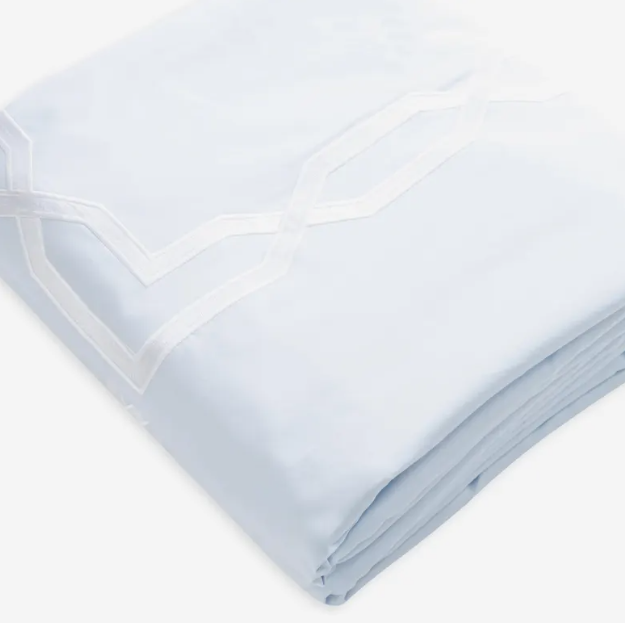 Light Blue Embroidered Geometric Duvet Cover – 400TC Cotton Blend