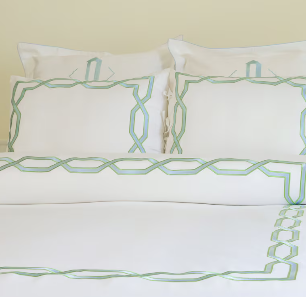 Light Blue Embroidered Geometric Duvet Cover – 400TC Cotton Blend