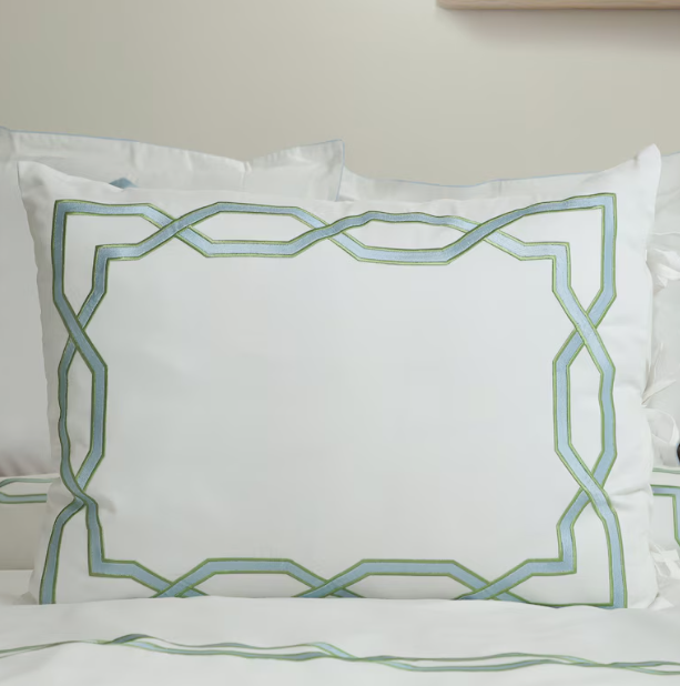 Light Blue Embroidered Geometric Duvet Cover – 400TC Cotton Blend