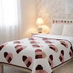 Handmade Cotton Heart Patch Quilt | Cozy Valentine's Quilt