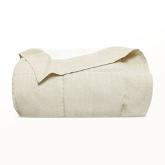 Handmade Linen Quilt - Hand Box-Quilted | 3-Inch Flange Edge | Natural / Oatmeal / Stone | Crib to Cal King | Summer & Layering Bedding