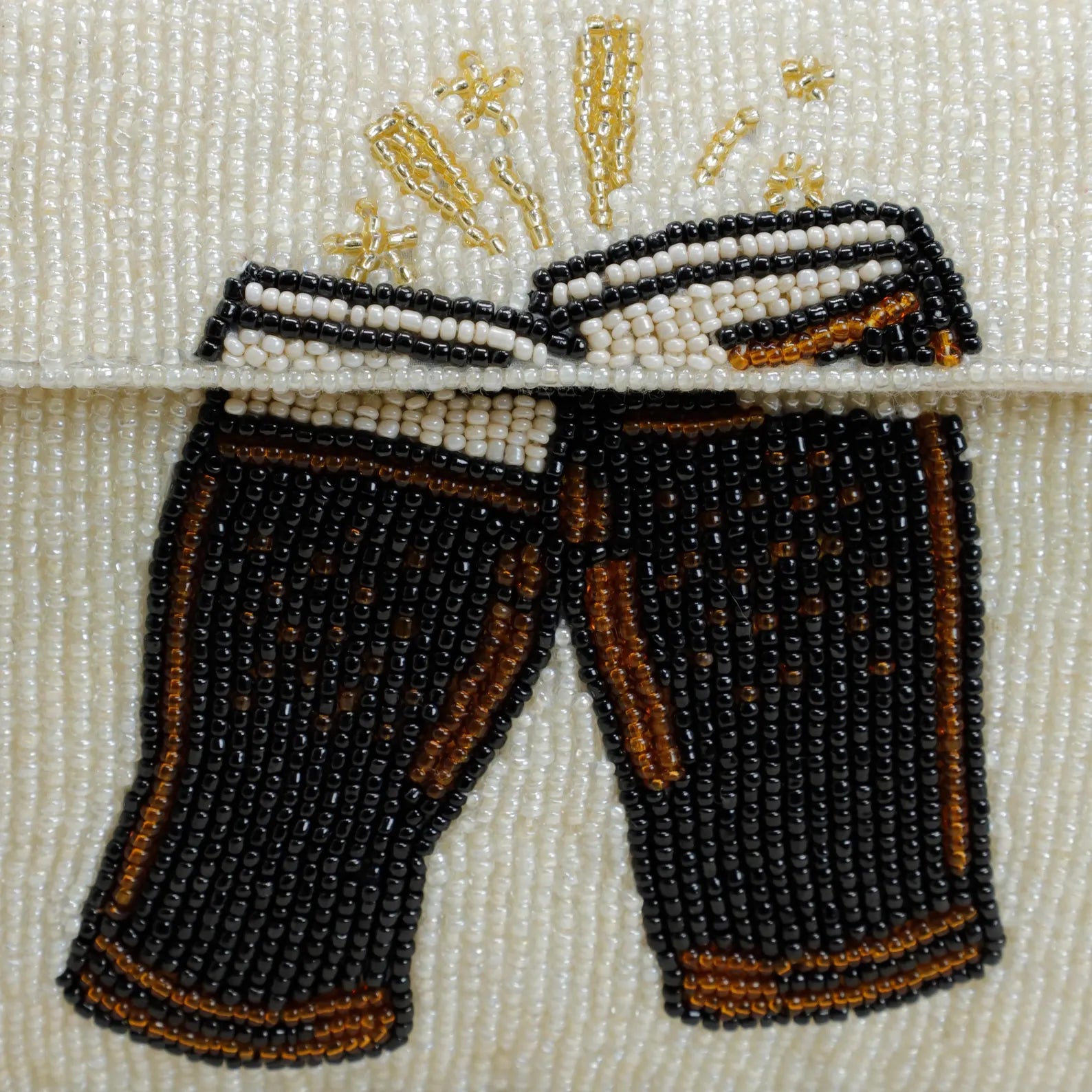 Hand Beaded Beer Pint Mini Bag - Stout Beer Embellished Clutch