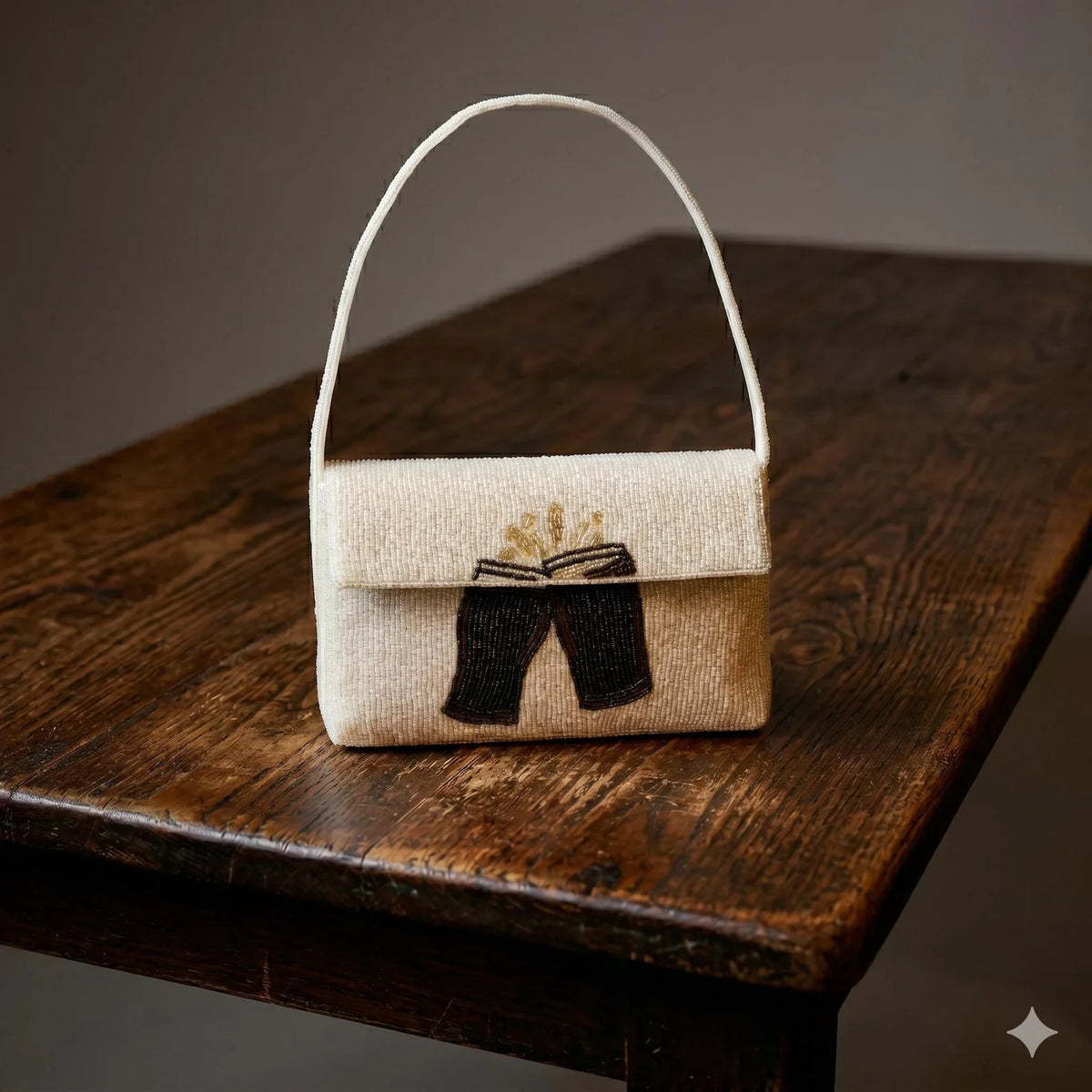 Hand Beaded Beer Pint Mini Bag - Stout Beer Embellished Clutch