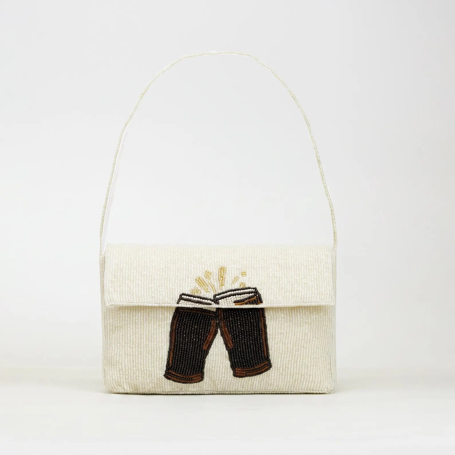 Hand Beaded Beer Pint Mini Bag - Stout Beer Embellished Clutch