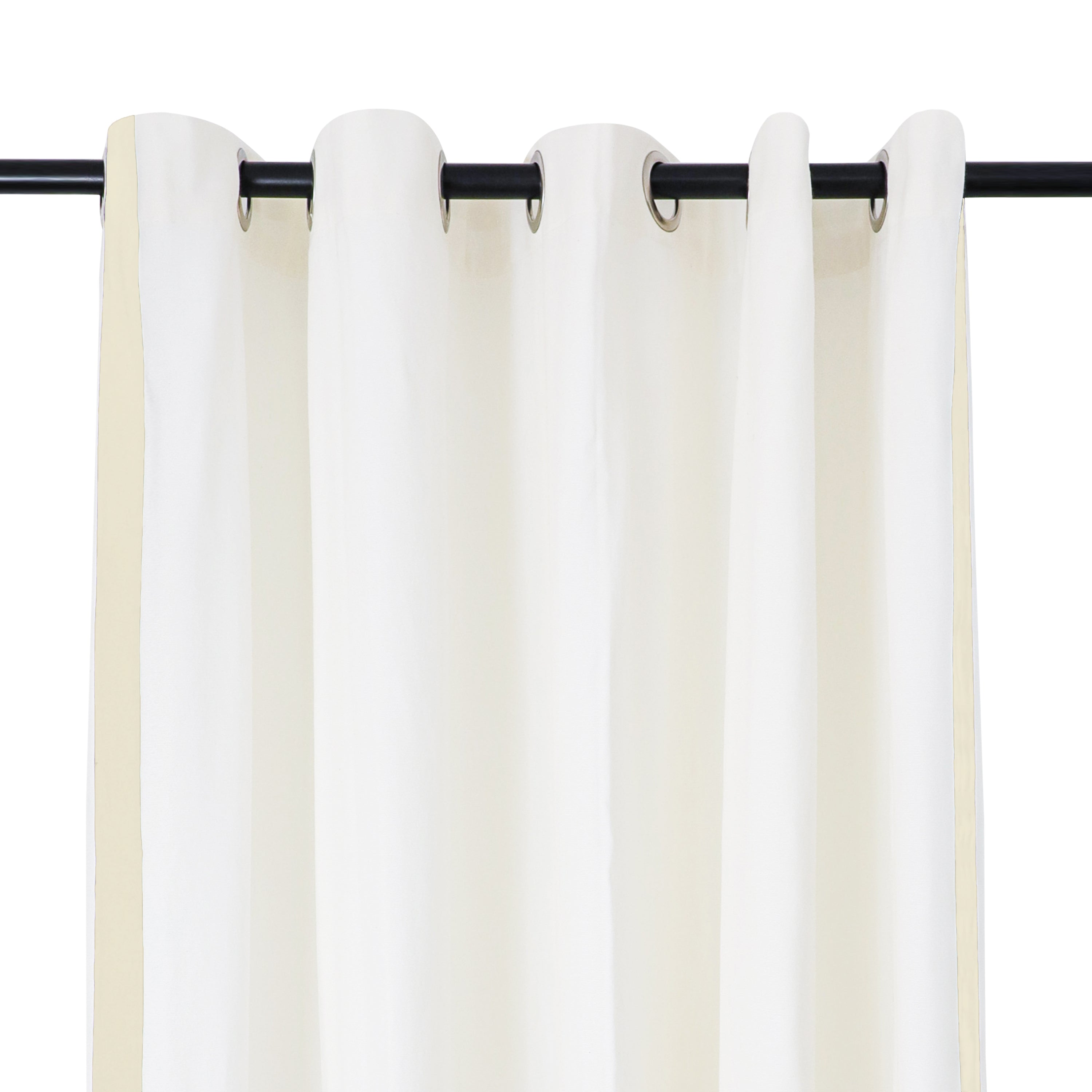 Ivory Cotton Shower Curtain with Beige Trim | Custom Extra Long or Extra Wide Shower Curtains