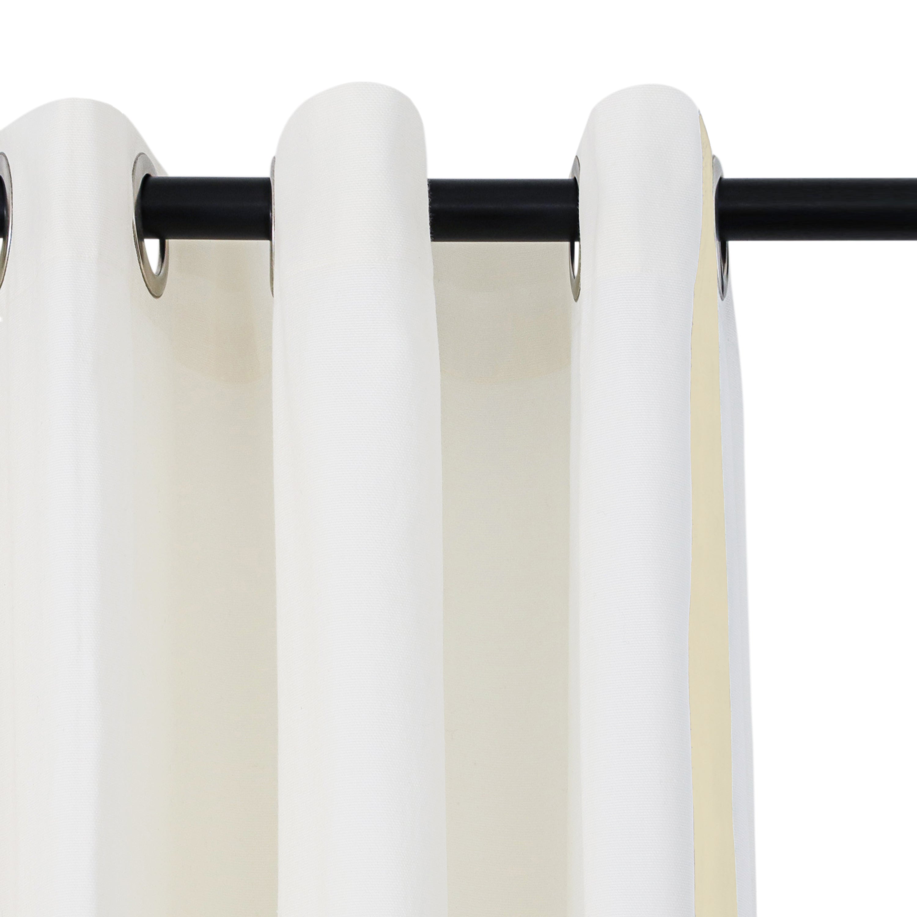 Ivory Cotton Shower Curtain with Beige Trim | Custom Extra Long or Extra Wide Shower Curtains