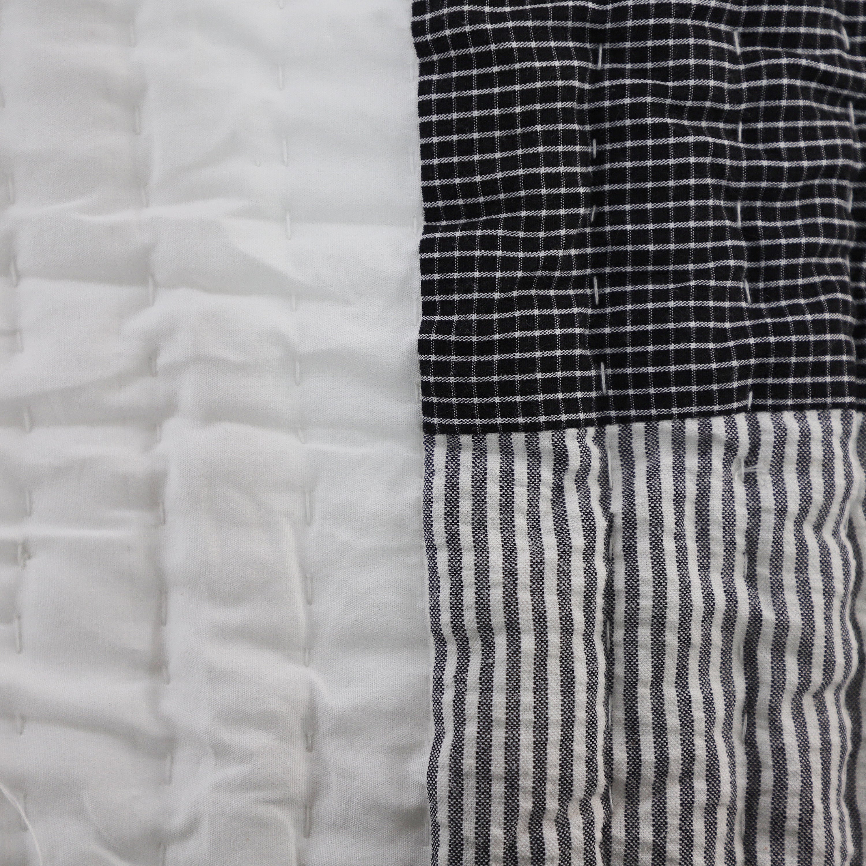 Handmade Black & White Monochrome Patchwork Quilt - Reversible | Polyfill | Dorm, Bedroom & Minimalist Décor | Twin to Cal King