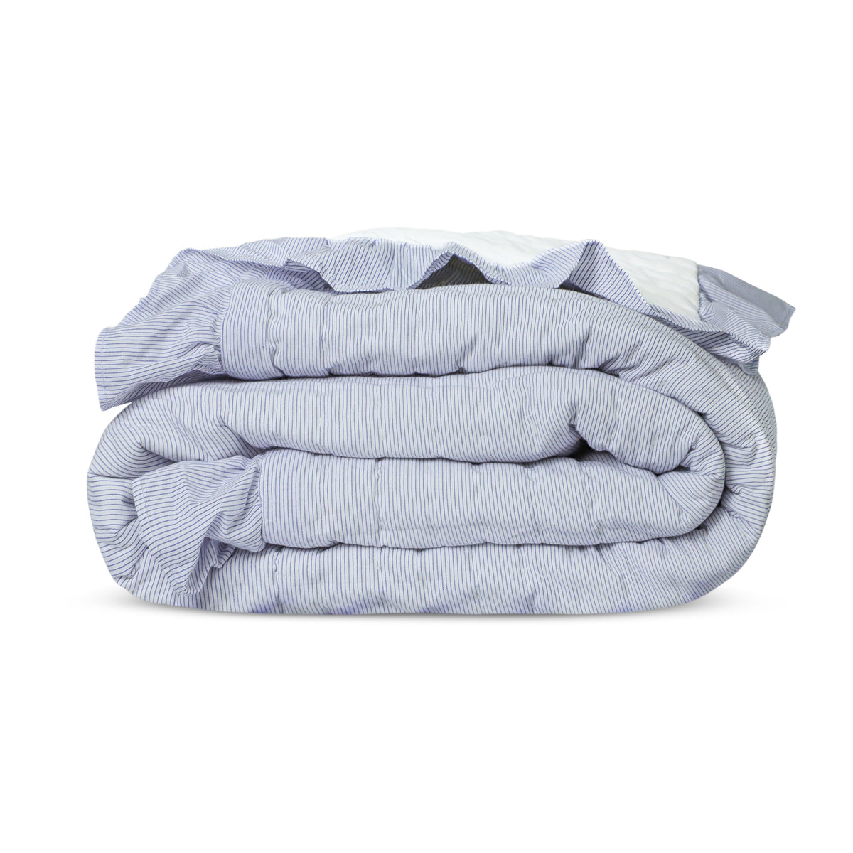 Breathable Baby Cotton Quilt Blue White Ruffled Edge- Kids Comforter