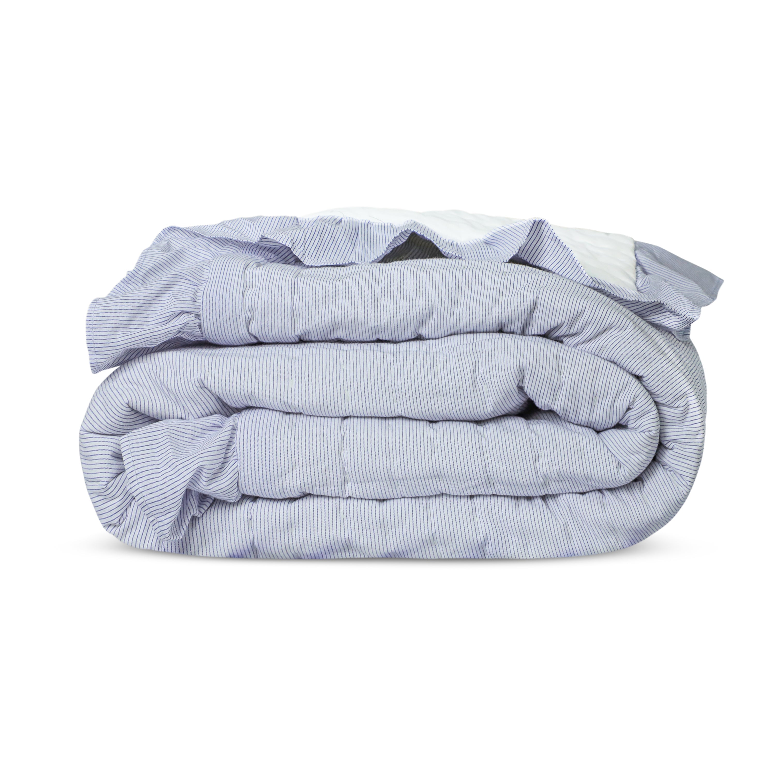 Breathable Baby Cotton Quilt Blue White Ruffled Edge- Kids Comforter