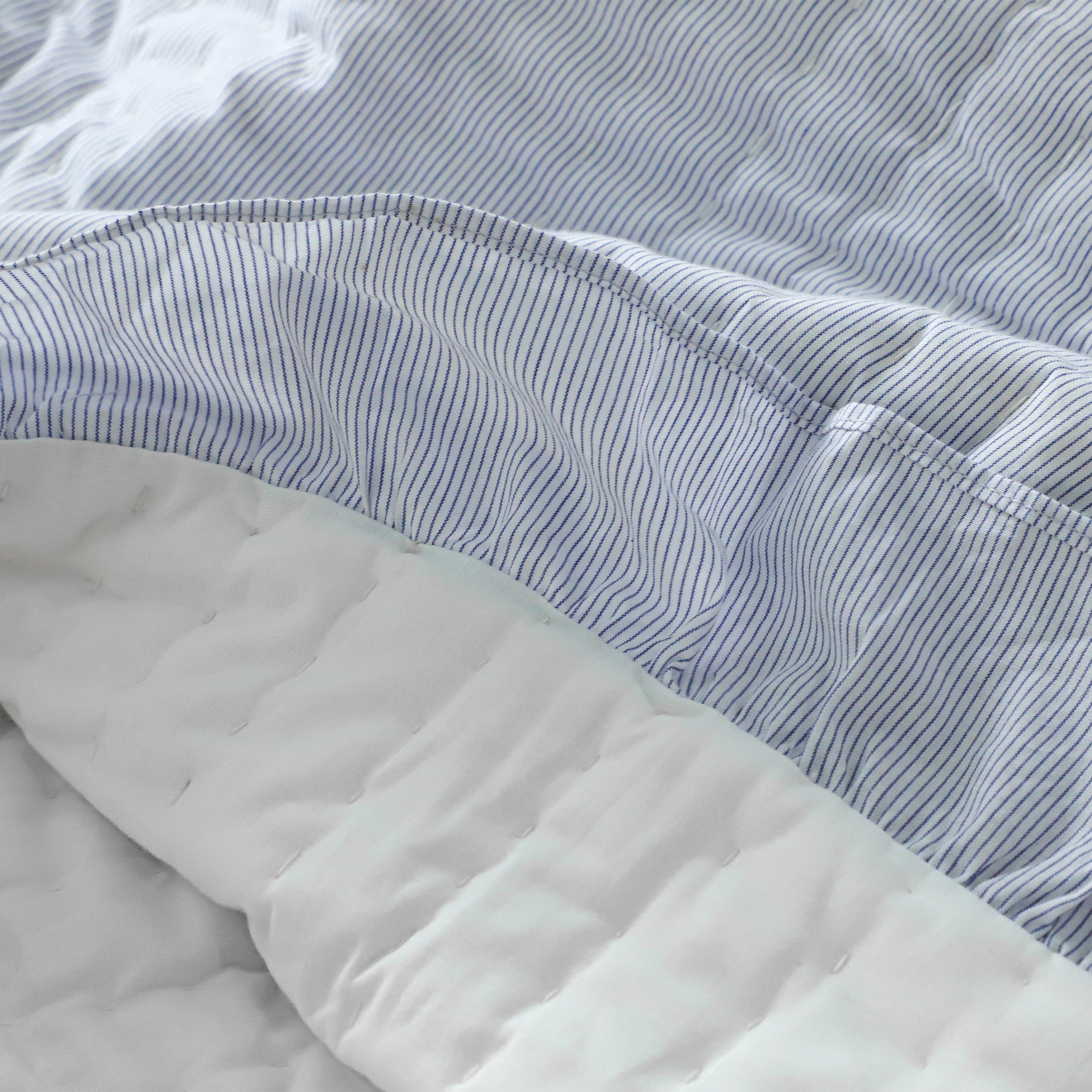 Breathable Baby Cotton Quilt Blue White Ruffled Edge- Kids Comforter