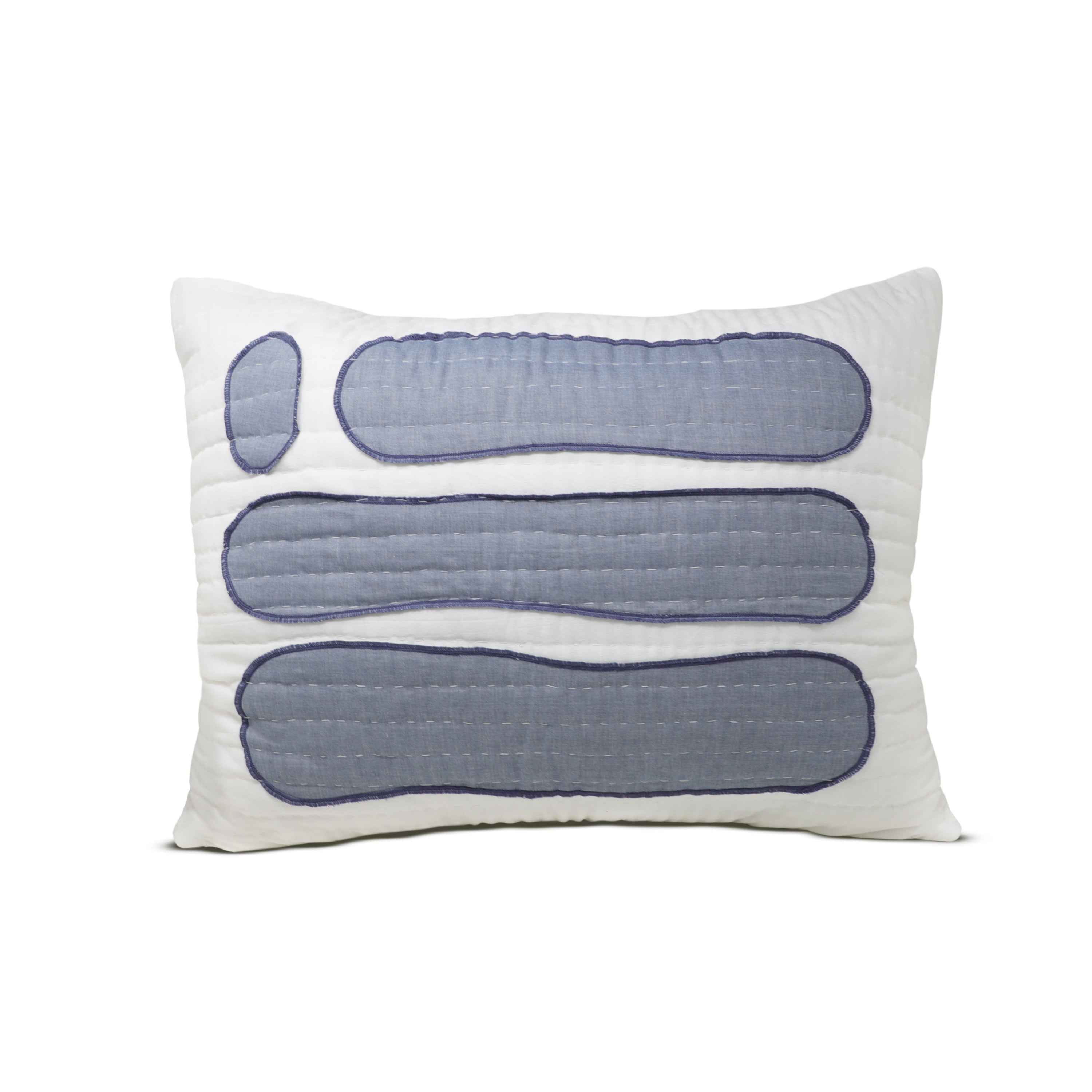 Blue Stonehenge Appliqué Quilt - Handmade Blue & White Artisan Bedding