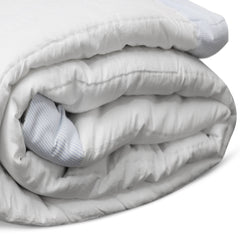 Blue & White Artisan Cotton Quilt - Modern Minimalist Bedding with Striped Edge