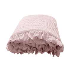 Handcrafted Reversible Linen Quilt - Blush Pink Coverlet and Bedspread