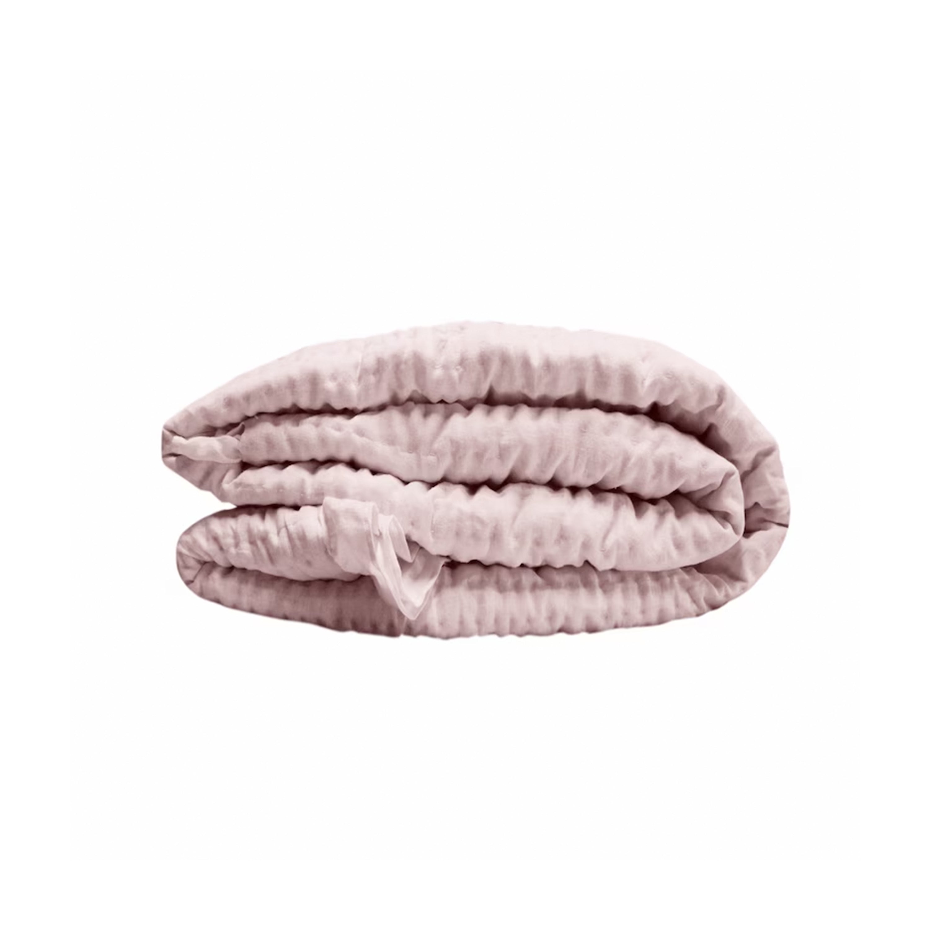 Handcrafted Reversible Linen Quilt - Blush Pink Coverlet and Bedspread