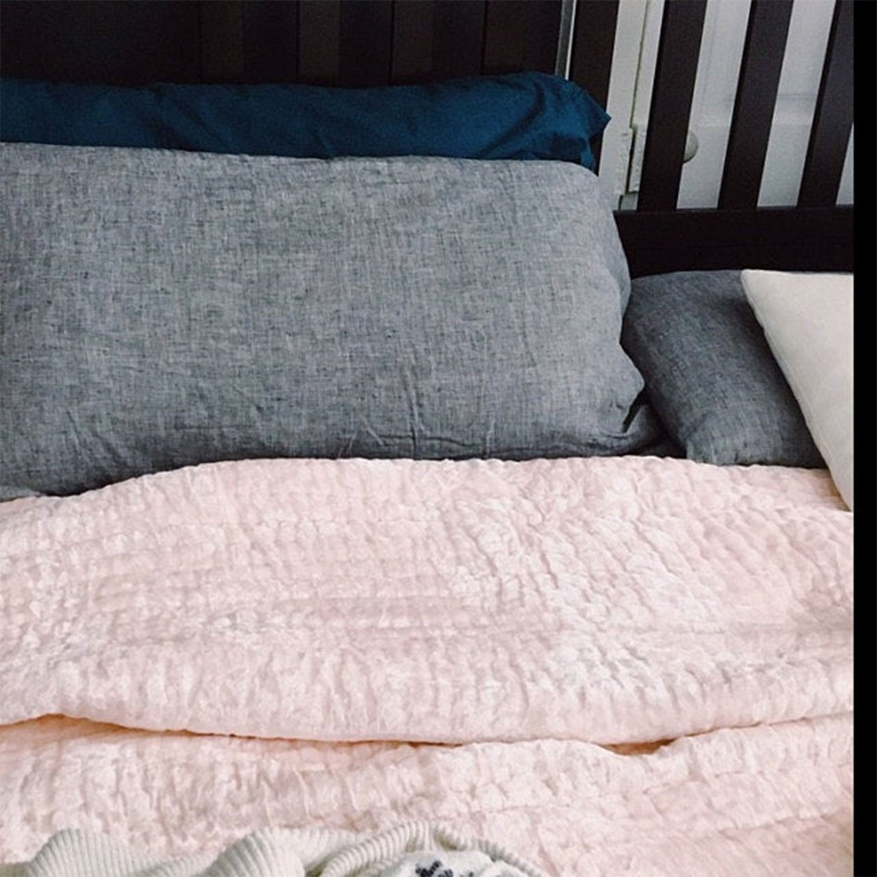 Custom Made Blush Pink Velvet Quilt