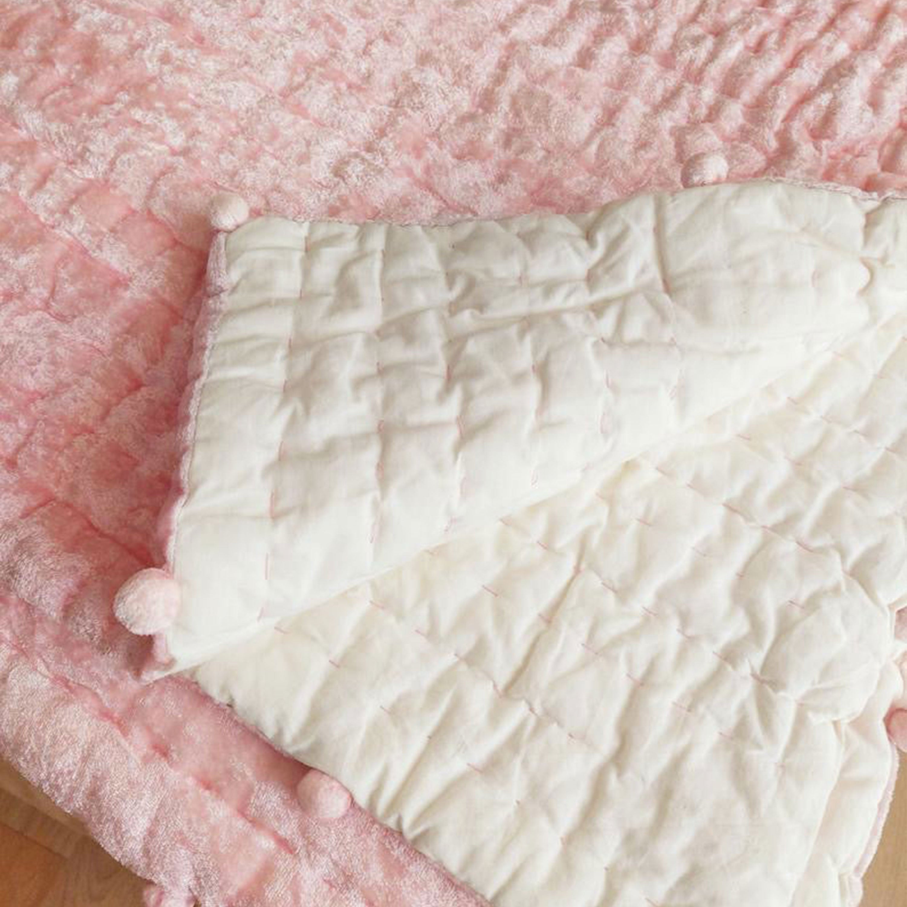 Custom Made Blush Pink Velvet Quilt
