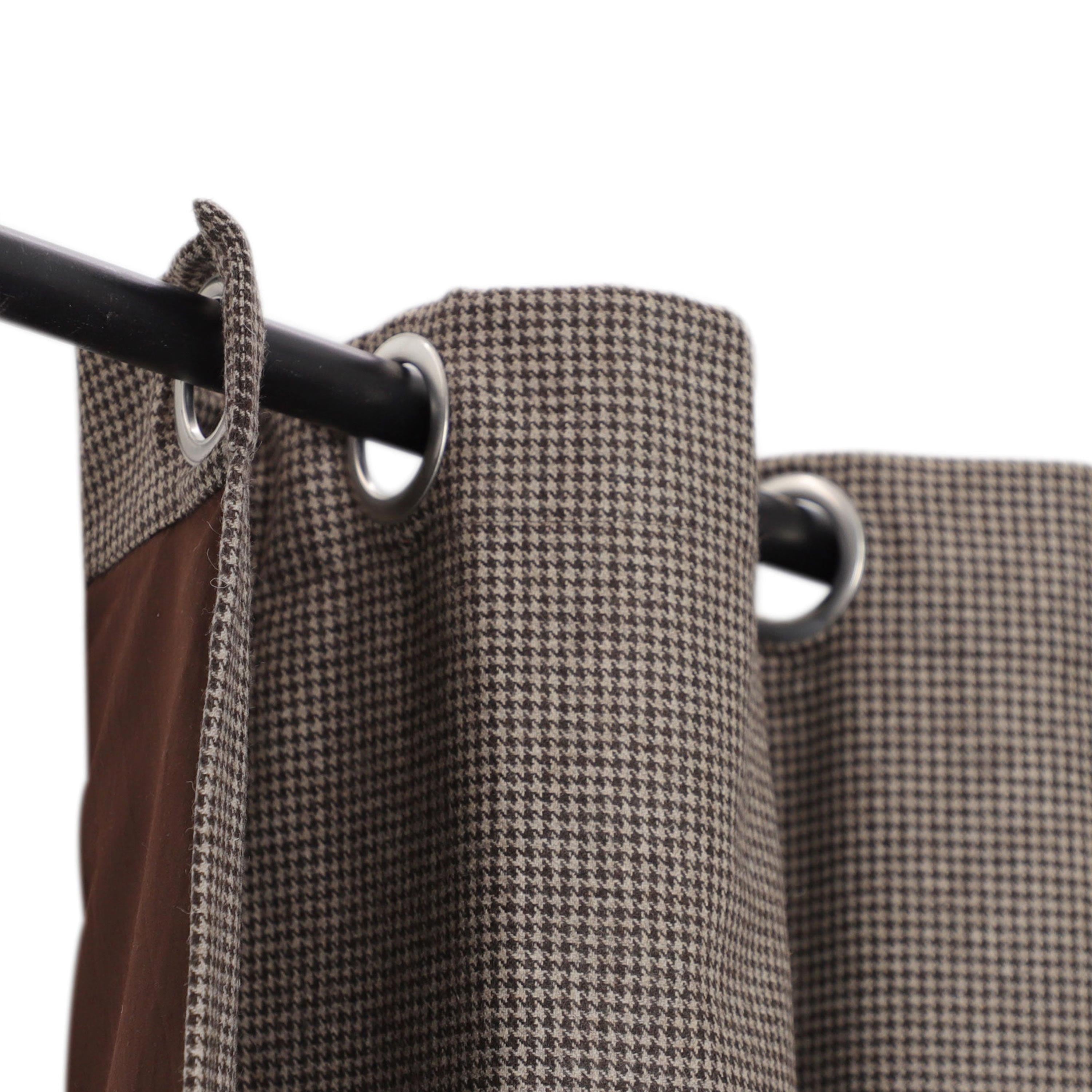 Brown Houndstooth Wool Curtain