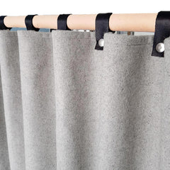 Brown Wool Curtains With Leather Ties and Trim Curtain