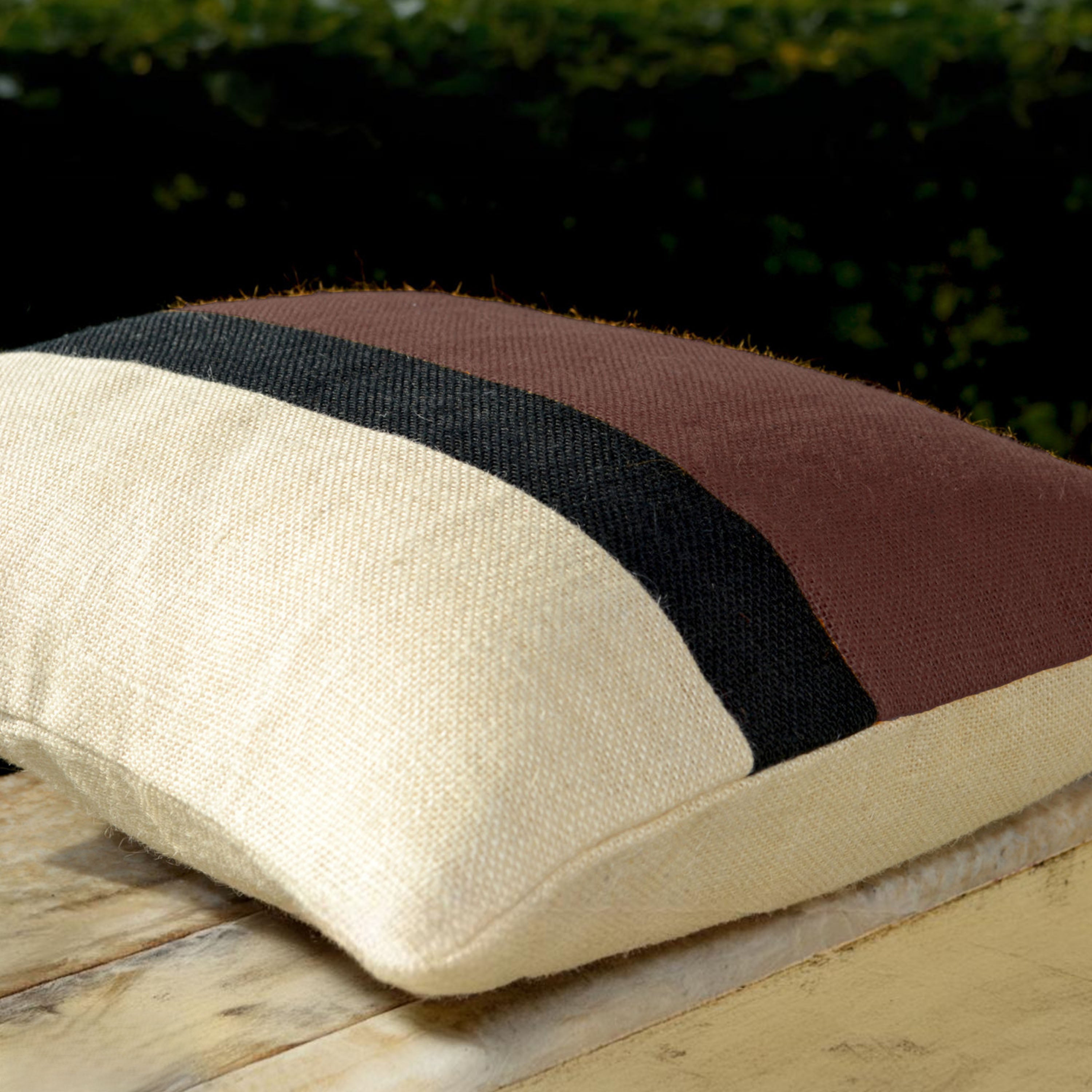 Burlap Taupe Pillow Color Block Decorative Cushion Cover Sofa Pillow