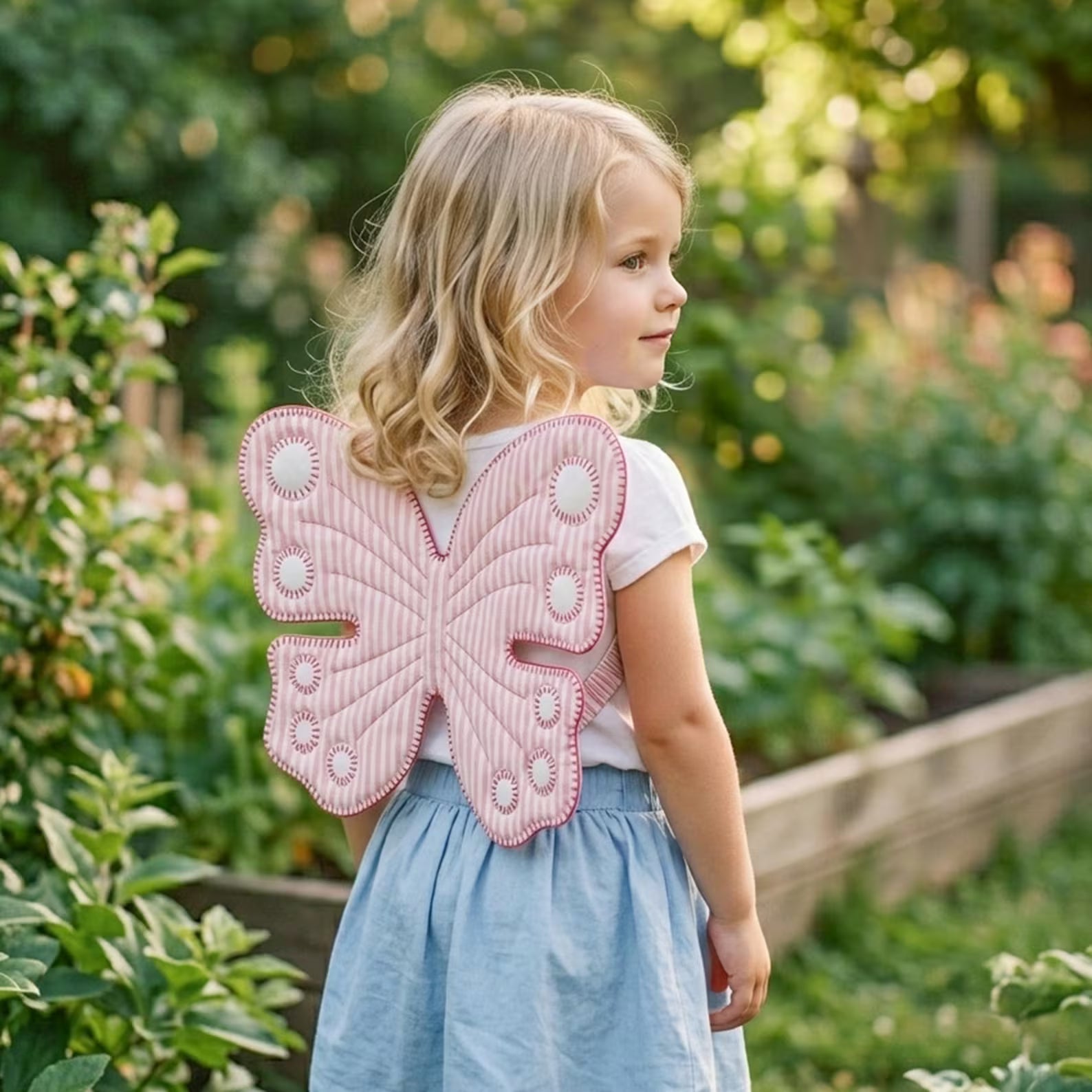 Butterfly Wings Costume for Kids - Quilted Embroidered Fairy Wings