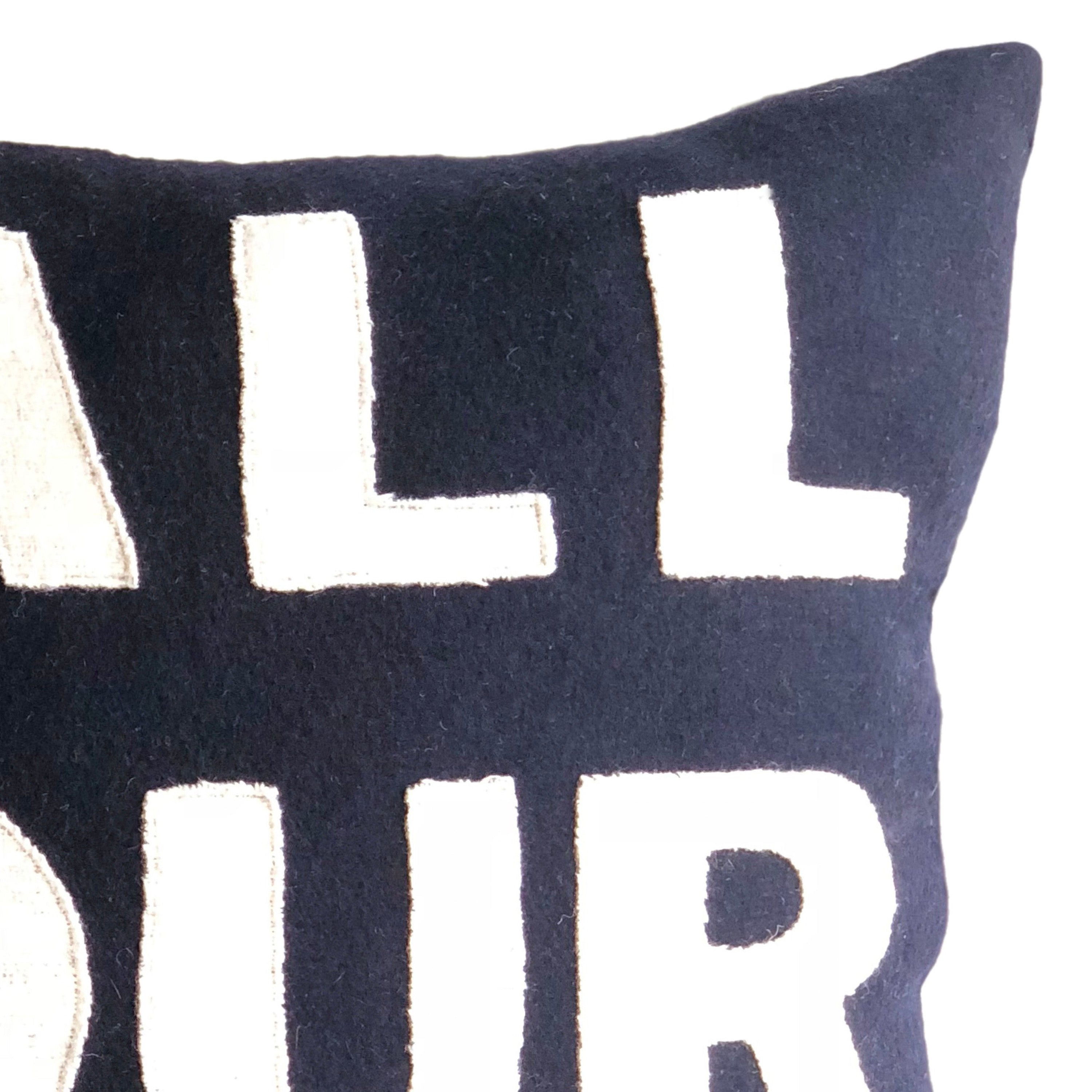 Call Your Mom, Dorm Pillow, Felt Throw Pillow Cover, Navy Blue Pillow