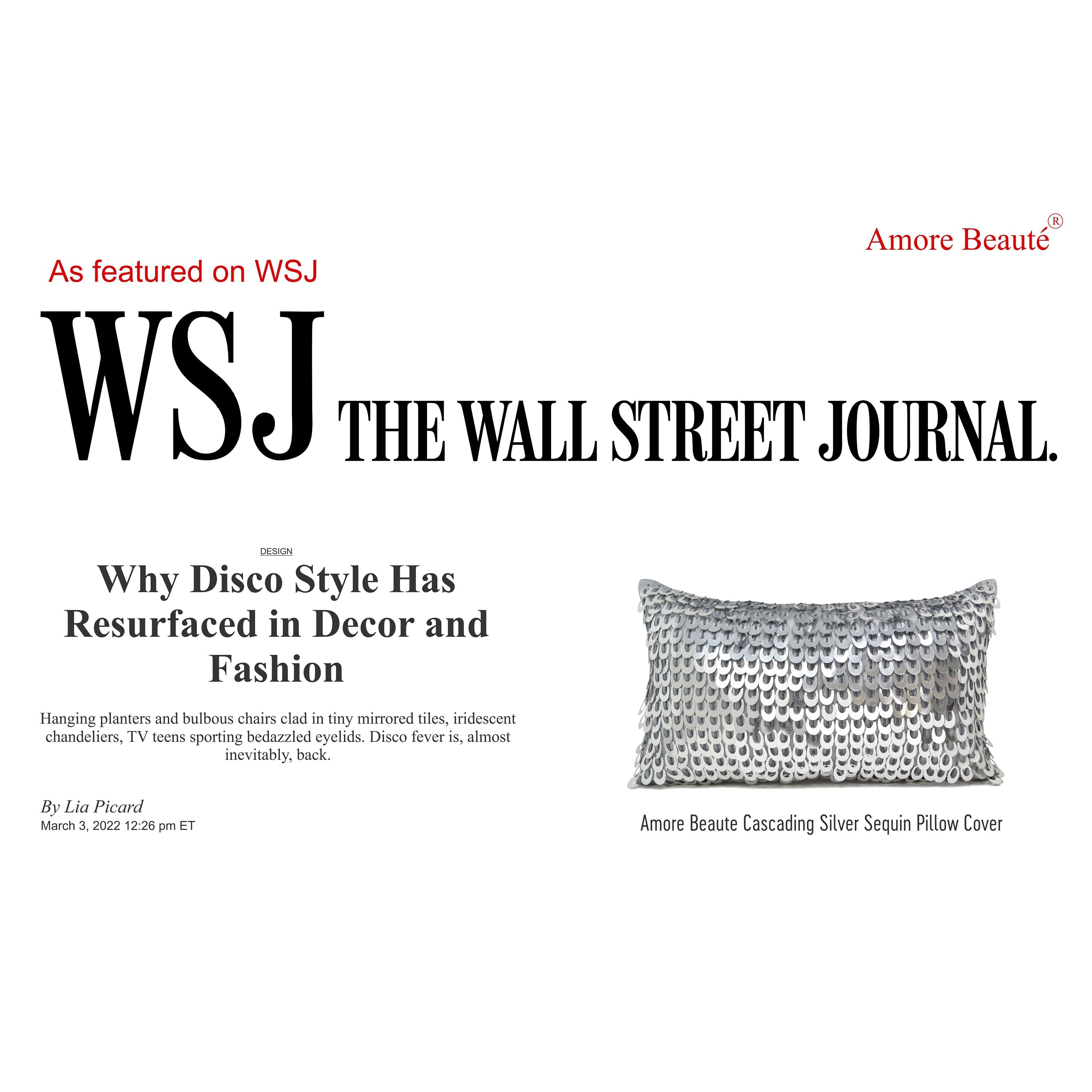 Cascading Silver Sequin Pillow Cover