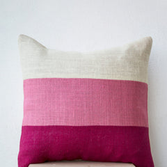 Chic Pink Burlap Throw Pillows Color Block With Pink Hues In Geometric Bold Stripes