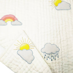 Handcrafted Clouds & Rainbow Quilt: Dreamy Nursery Patchwork