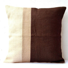 Colorblock Pillow In Neutral Earthen Hues From Ivory Beige Brown Burlap