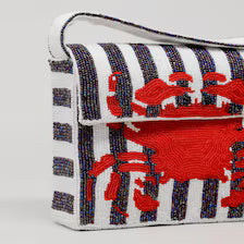 Handmade Beaded Crab Clutch | Coastal Shoulder Bag