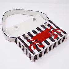 Handmade Beaded Crab Clutch | Coastal Shoulder Bag