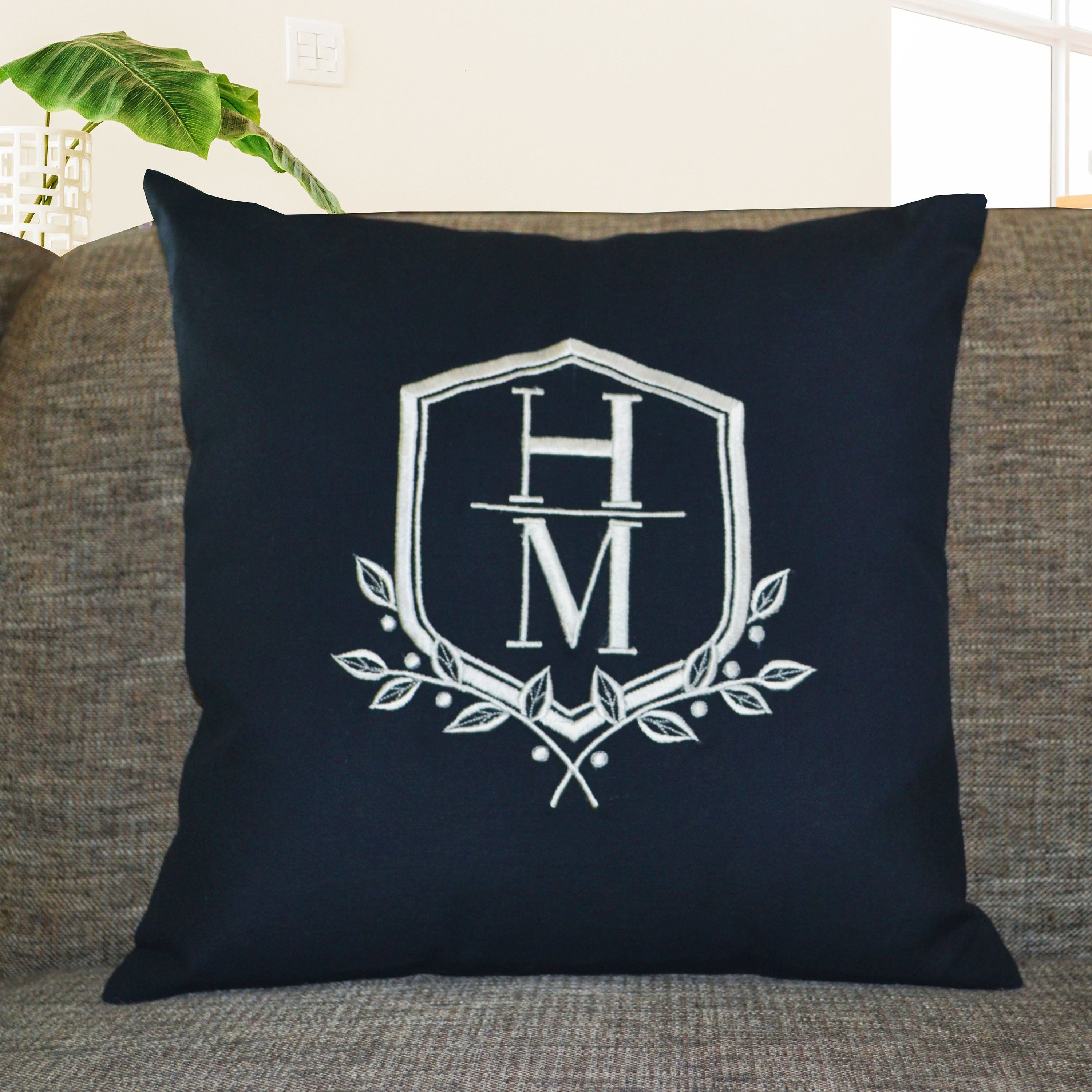 Crest Monogram Pillow Cover