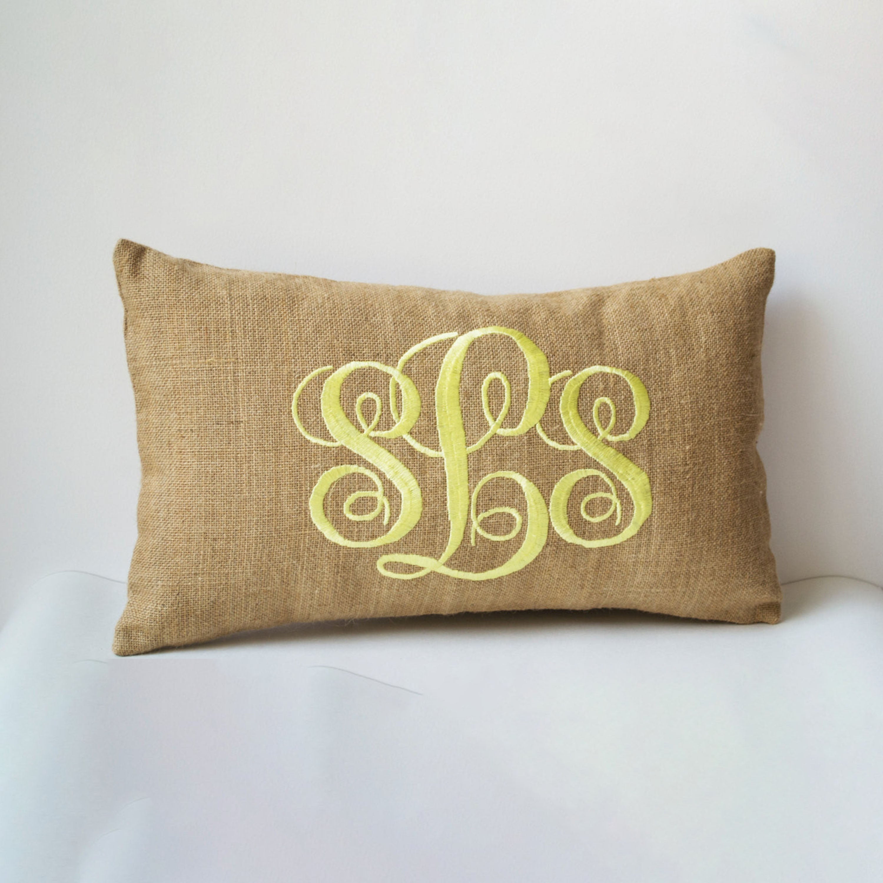 Cursive Three Letters Monogram Pillows Initial Cushion Wedding Pillow