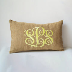 Cursive Three Letters Monogram Pillows Initial Cushion Wedding Pillow