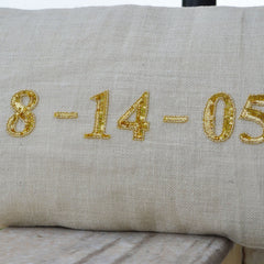 Custom Gold Lumbar Pillow Cover Decorative Pillows with Date to Remember