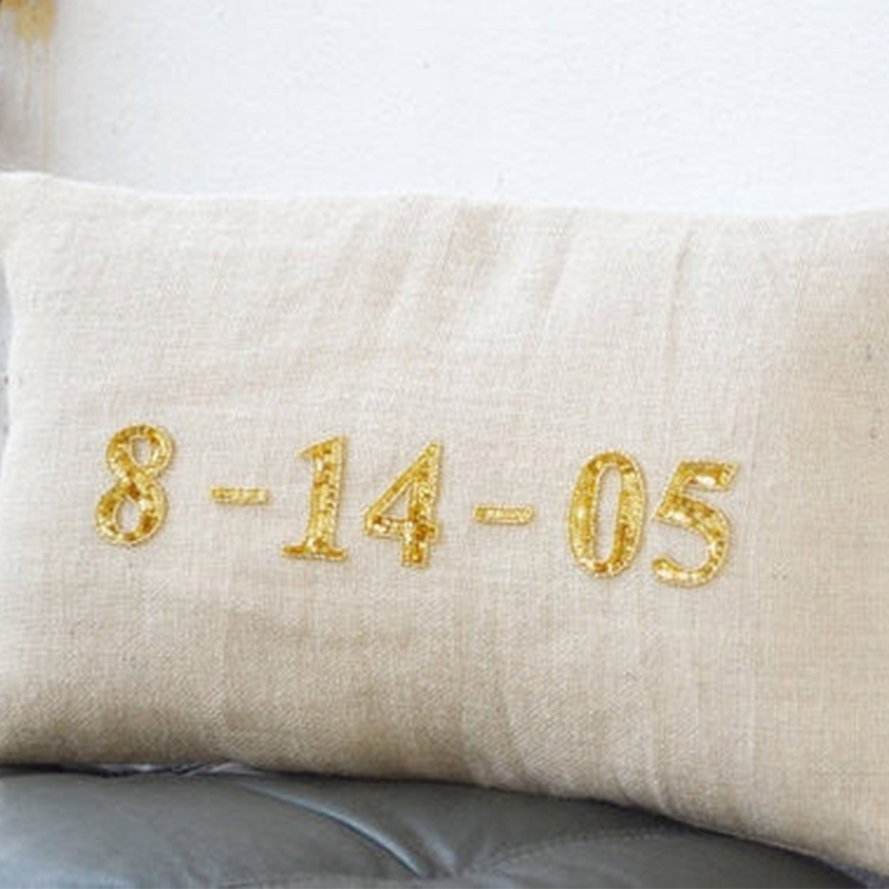 Custom Gold Lumbar Pillow Cover Decorative Pillows with Date to Remember
