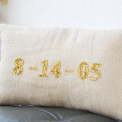Custom Gold Lumbar Pillow Cover Decorative Pillows with Date to Remember
