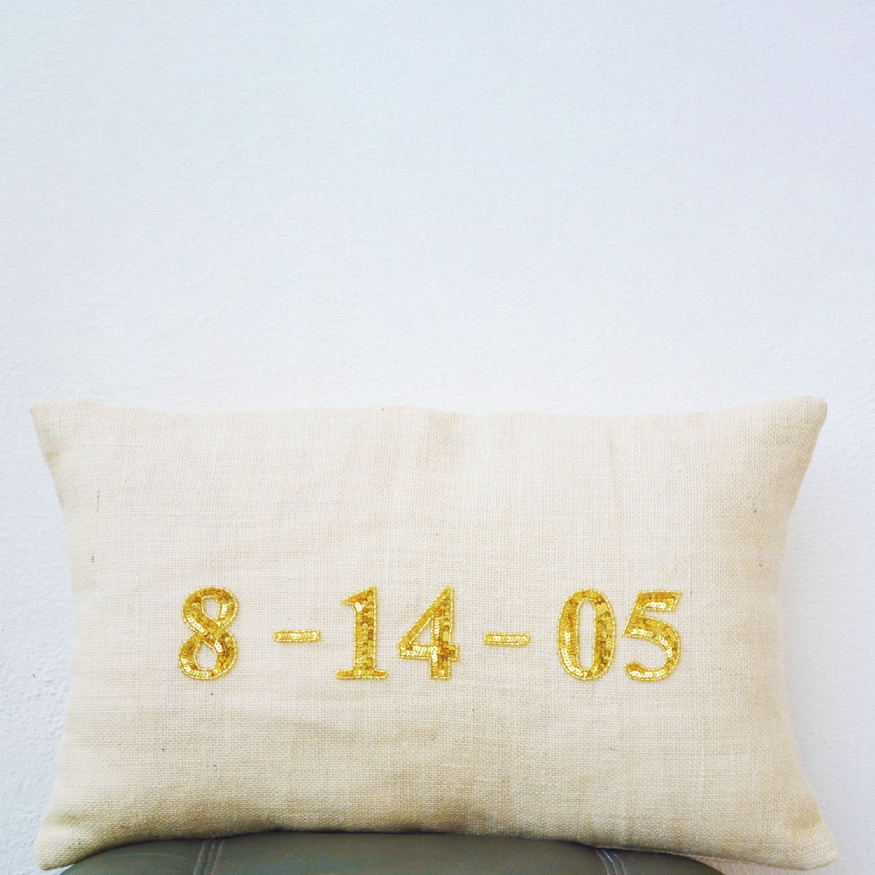 Custom Gold Lumbar Pillow Cover Decorative Pillows with Date to Remember